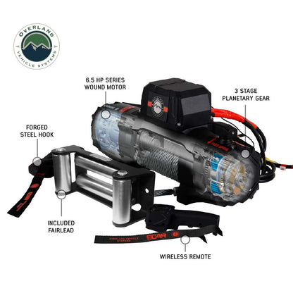 SCAR 10 - 10,000 lb. Winch With Steel Cable & Wireless Remote