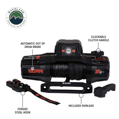 SCAR 10P - 10,000 lb. Winch With Synthetic Rope & Wireless Remote