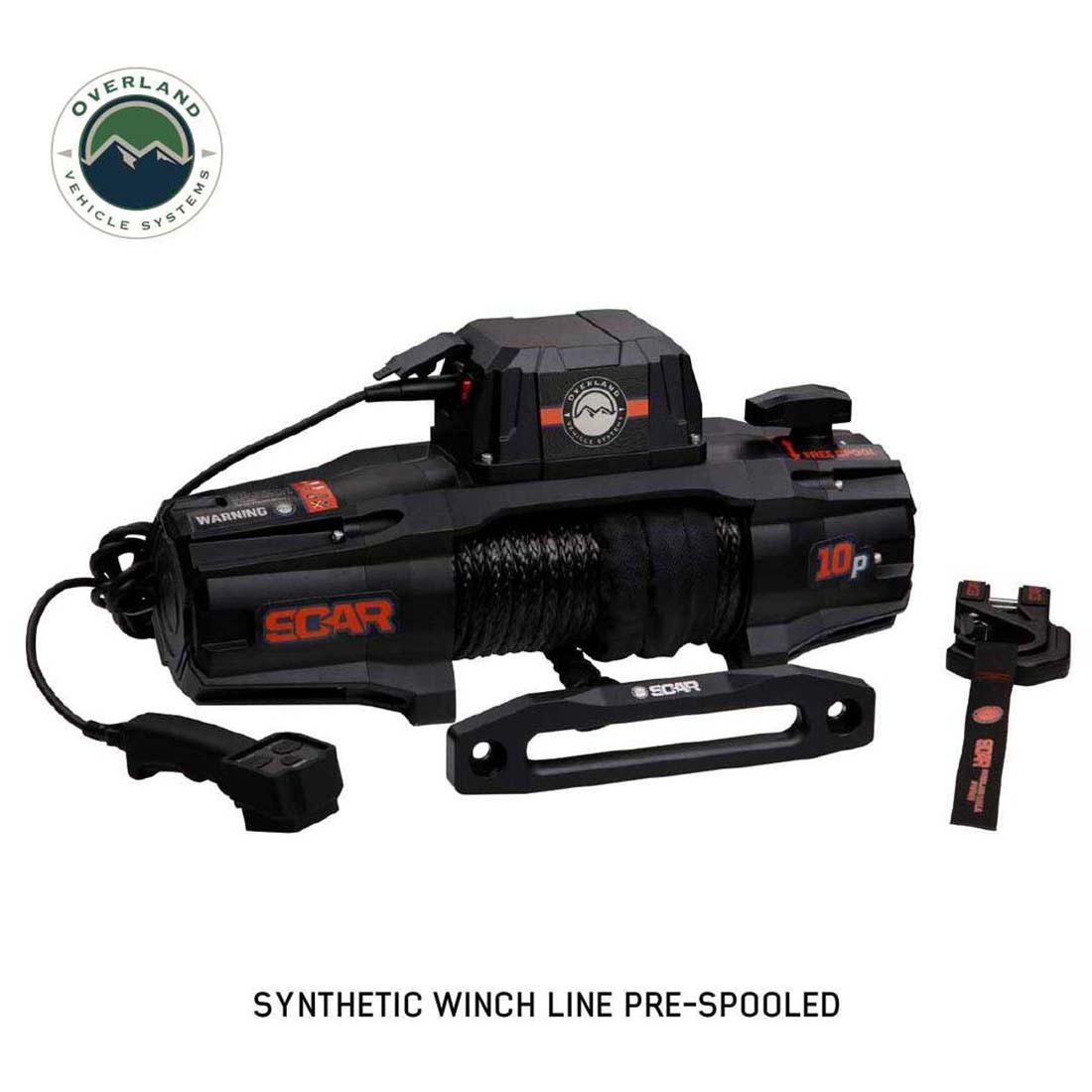 SCAR 10P - 10,000 lb. Winch With Synthetic Rope & Wireless Remote