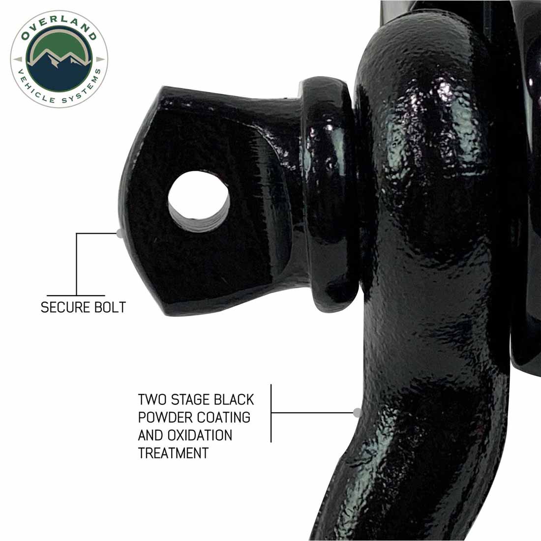 Receiver Mount Recovery Shackle 3/4" 4.75 Ton With Dual Hole Black & Pin & Clip