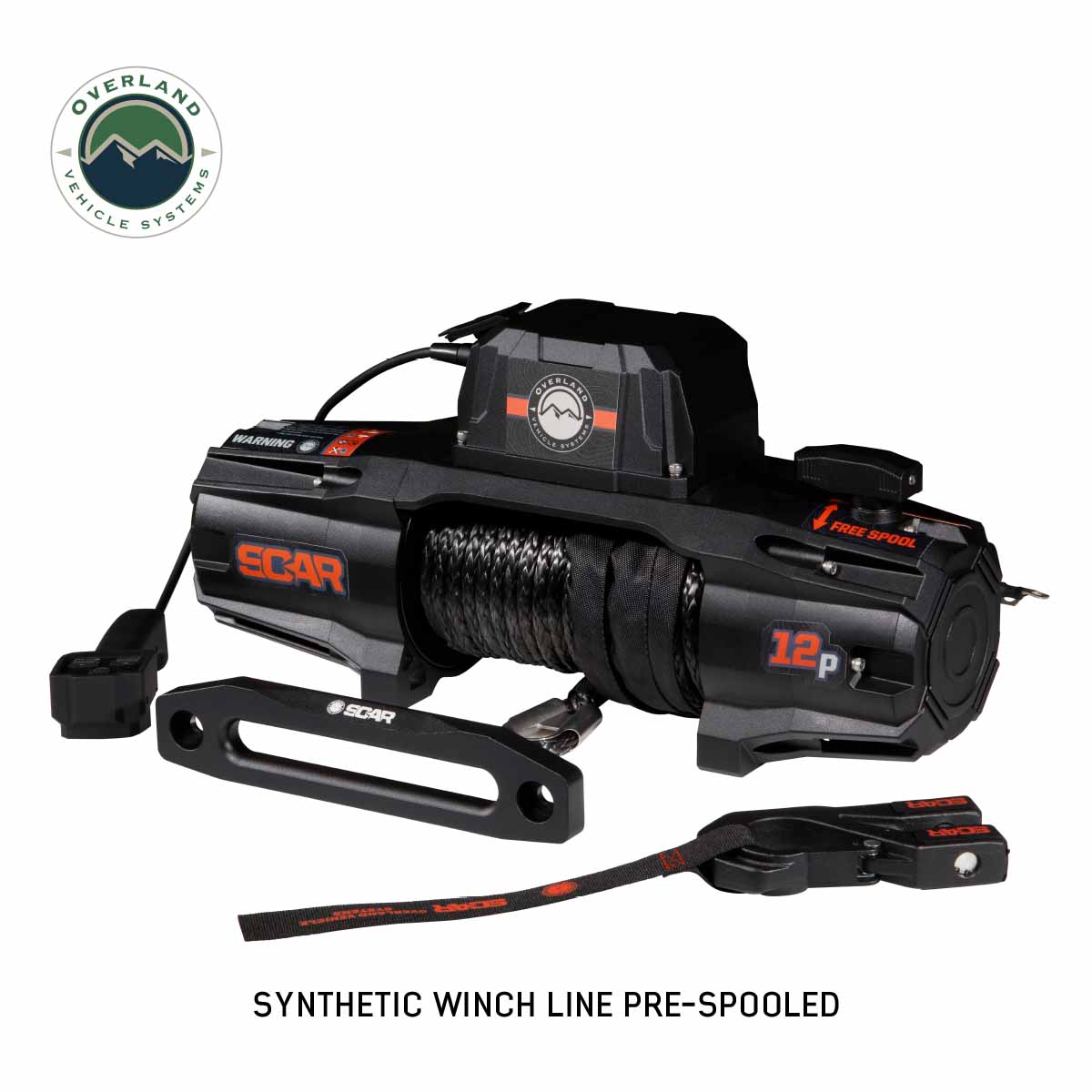 SCAR 12P - 12,000 lb. Winch With Synthetic Rope & Wireless Remote