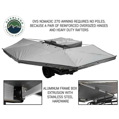 HD Nomadic 270 - Awning, Driver Side, Grey Body, Green Trim & Black Travel Cover