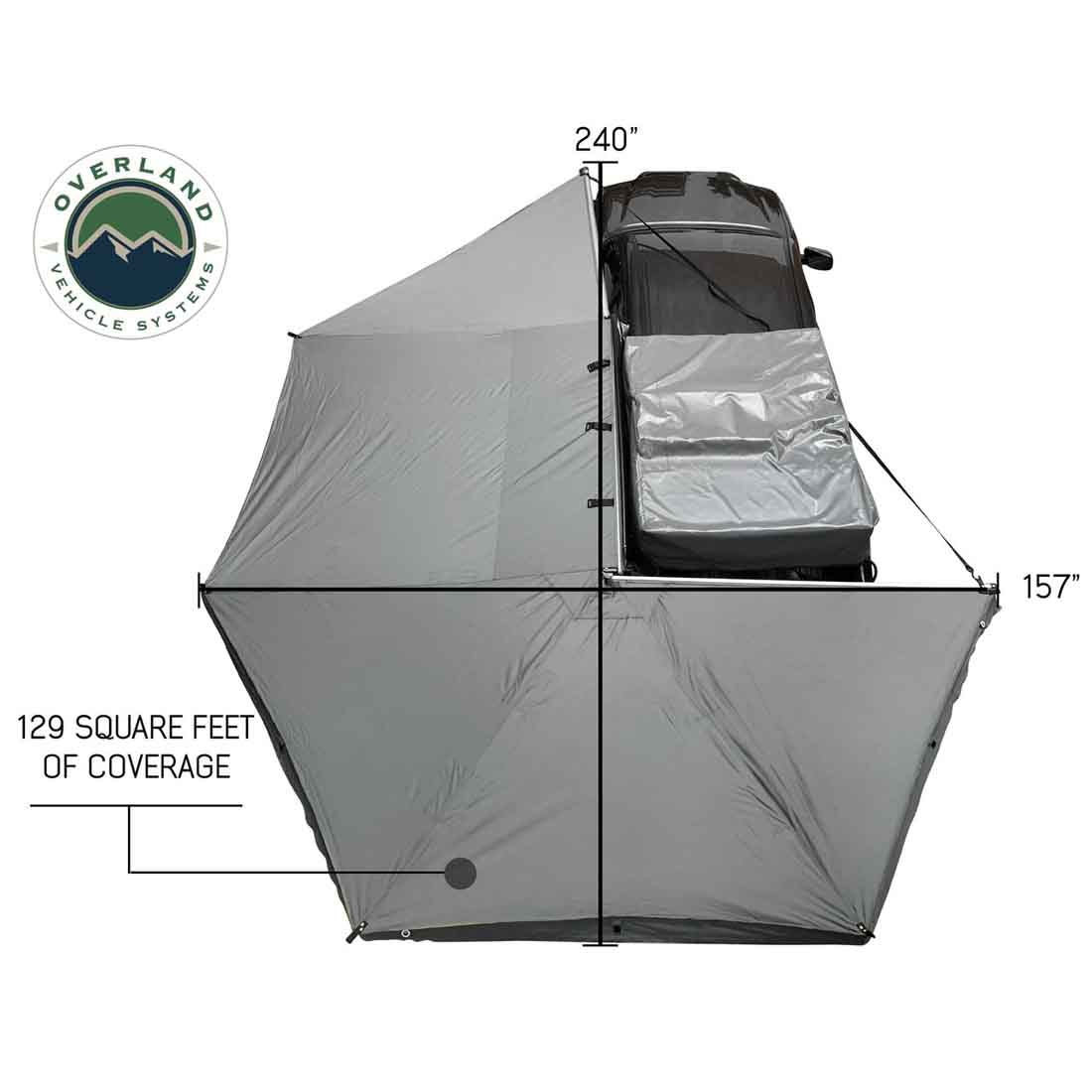 HD Nomadic 270 - Awning, Driver Side, Grey Body, Green Trim & Black Travel Cover