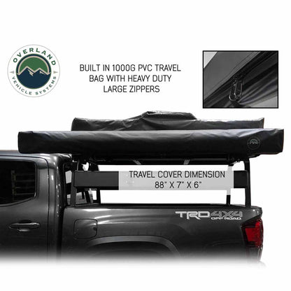 HD Nomadic 270 - Awning, Passenger Side, Grey Body, Green Trim & Black Travel Cover