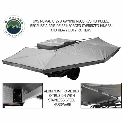 HD Nomadic 270 - Awning, Passenger Side, Grey Body, Green Trim & Black Travel Cover