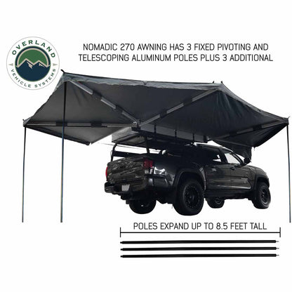 HD Nomadic 270 - Awning, Passenger Side, Grey Body, Green Trim & Black Travel Cover