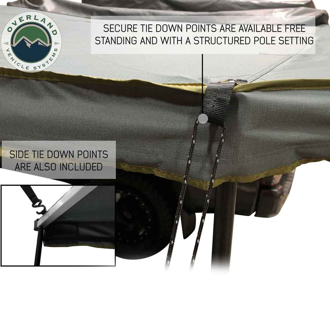 HD Nomadic 270 - Awning, Passenger Side, Grey Body, Green Trim & Black Travel Cover