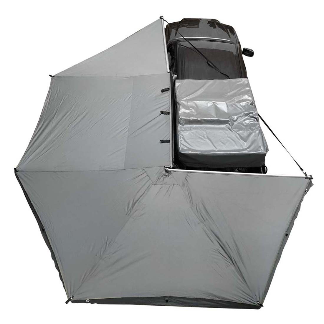 HD Nomadic 270 - Awning with Walls 1, 2, & 3, Driver Side, Grey Body, Green Trim & Black Travel Cover