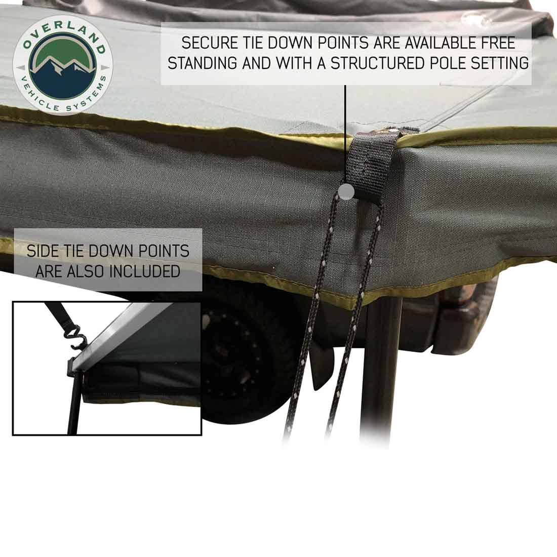 HD Nomadic 270 - Awning with Walls 1, 2, & 3, Driver Side, Grey Body, Green Trim & Black Travel Cover