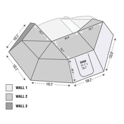 HD Nomadic 270 - Awning, Wall 1, 2 & 3, Passenger Side, Grey Body, Green Trim & Black Travel Cover