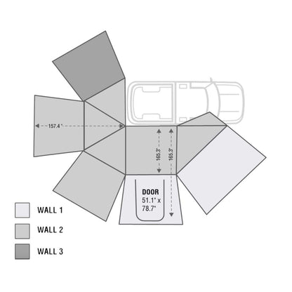 HD Nomadic 270 - Awning, Wall 1, 2 & 3, Passenger Side, Grey Body, Green Trim & Black Travel Cover