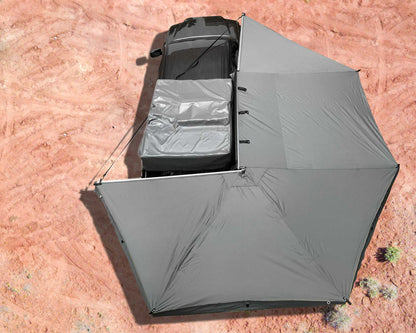 HD Nomadic 270 - Awning, Wall 1, 2 & 3, Passenger Side, Grey Body, Green Trim & Black Travel Cover