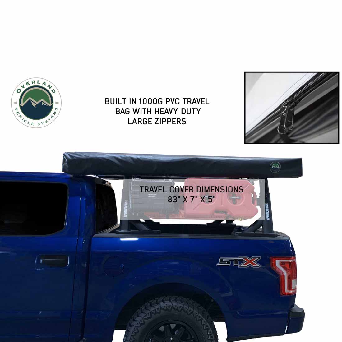 HD Nomadic 270 LT - Awning, Driver Side, Grey Body, Green Trim with Black Travel Bag