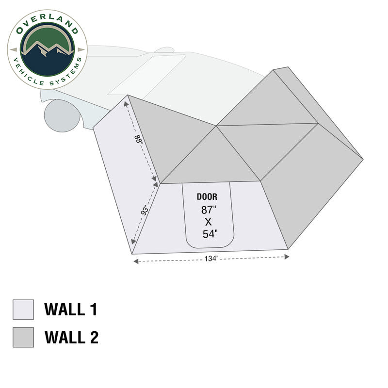 HD Nomadic 270 LT - Awning Wall Kit 1 & 2, Driver Side, Grey Body, Green Trim with Storage Bag