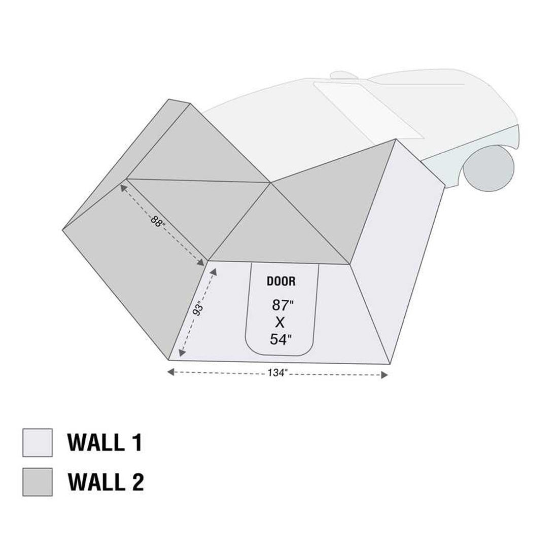 HD Nomadic 270 LT - Awning, Wall 1 & 2, Passenger Side, Grey Body, Green Trim with Black Travel Bag