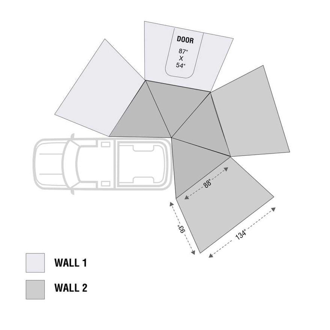 HD Nomadic 270 LT - Awning, Wall 1 & 2, Passenger Side, Grey Body, Green Trim with Black Travel Bag