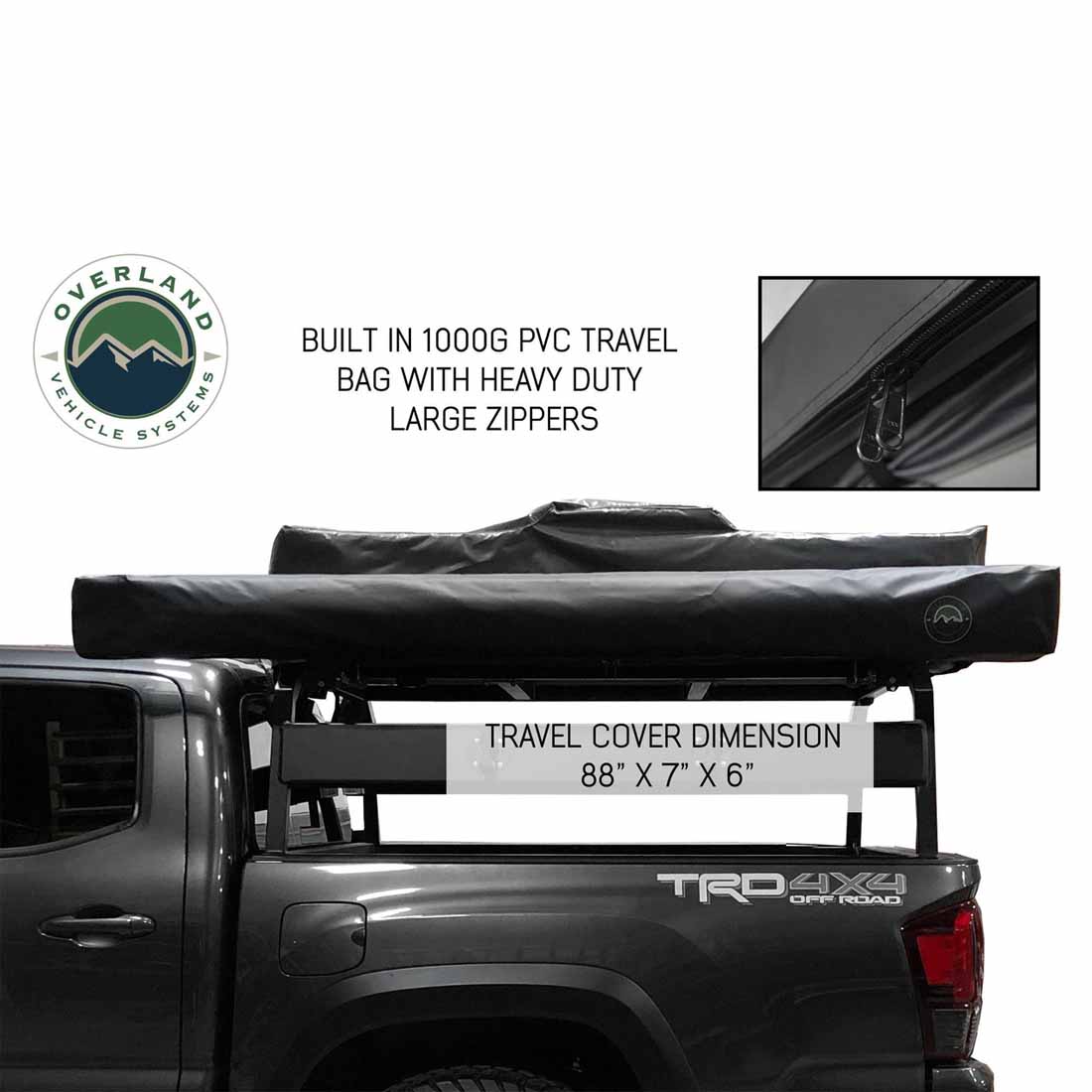 HD Nomadic 180 - Awning, Universal, Grey Body, Green Trim W/Black Travel Bag