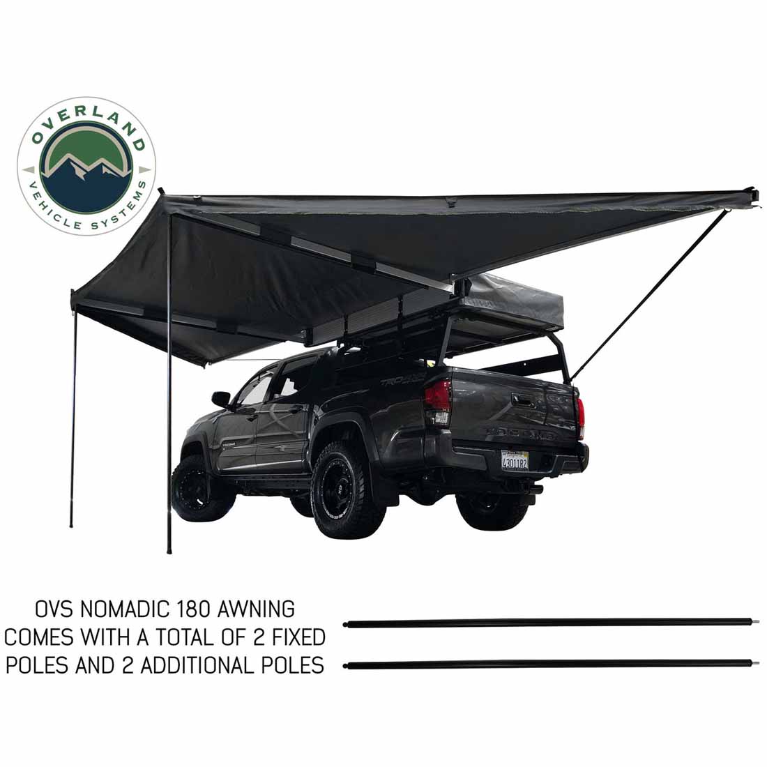 HD Nomadic 180 - Awning, Universal, Grey Body, Green Trim W/Black Travel Bag