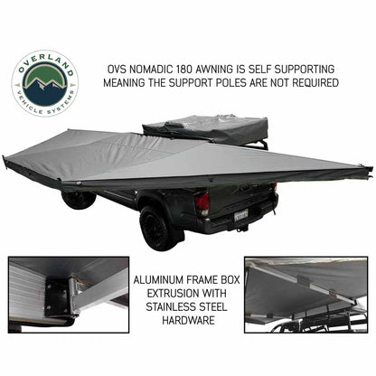 HD Nomadic 180 - Awning with Wall Kit, Universal, Grey Body, Green Trim & Black Travel Cover