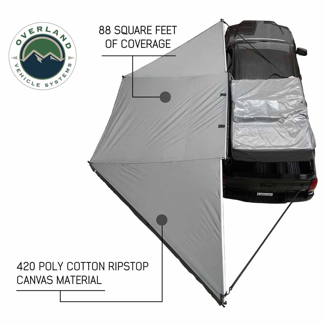 HD Nomadic 180 - Awning with Wall Kit, Universal, Grey Body, Green Trim & Black Travel Cover