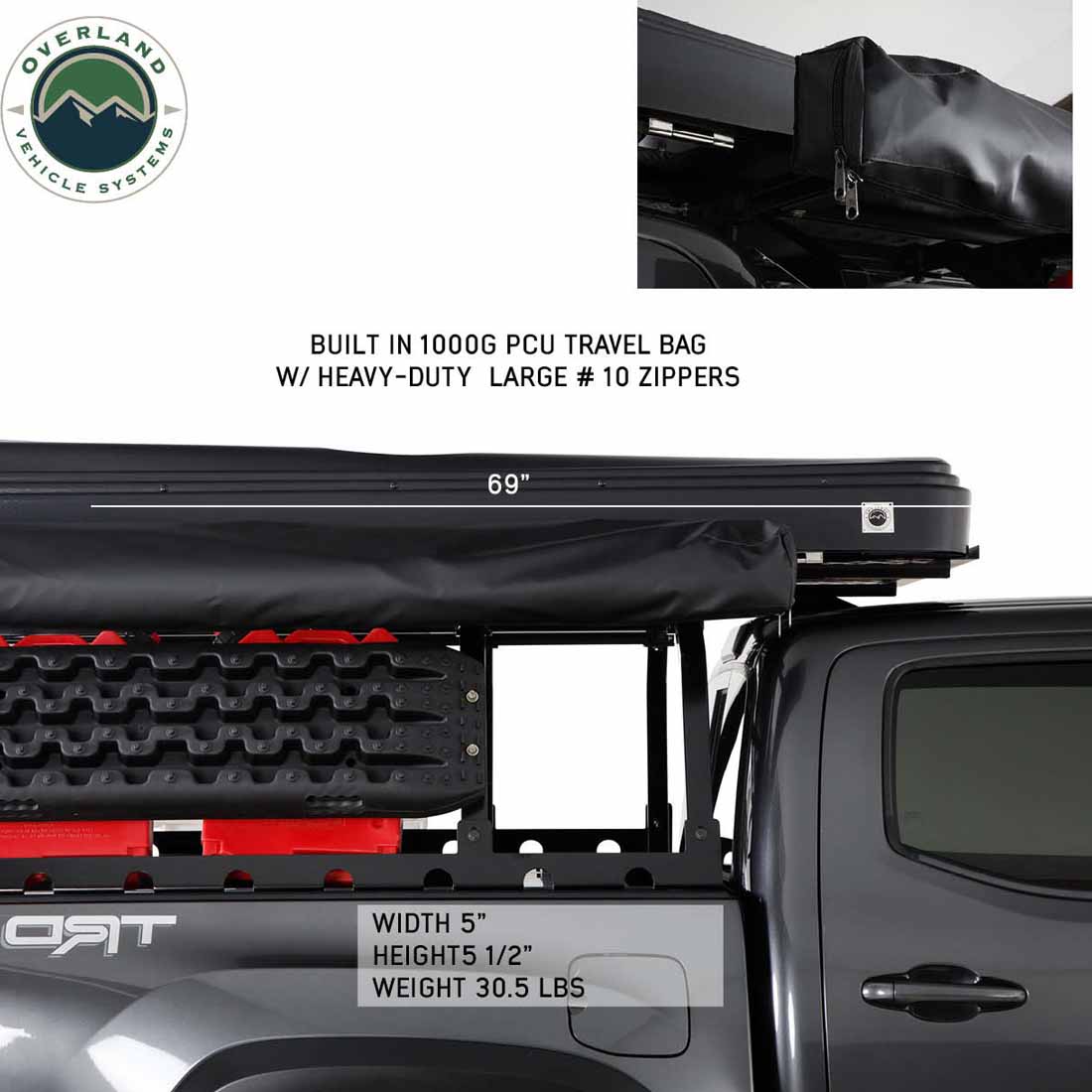 HD Nomadic 270 LTE - Awning, Passenger Side, Grey Body, Green Trim with Black Travel Cover