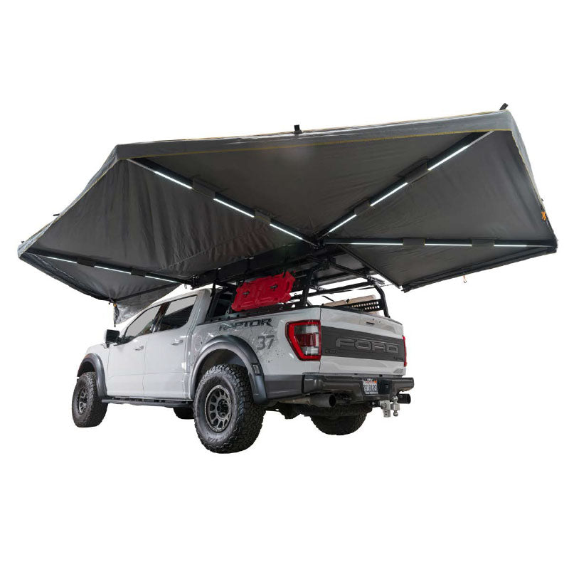 XD Nomadic 270 - Awning with Lights, Blackout, and Wall Kit, Passenger Side, Black Body, Black Trim & Black Travel Cover