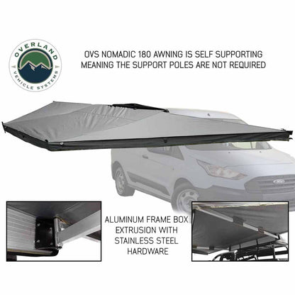 HD Nomadic 180 - Awning with Extended Poles, High Roof, Universal, Grey Body, Green Trim with Black Travel Cover