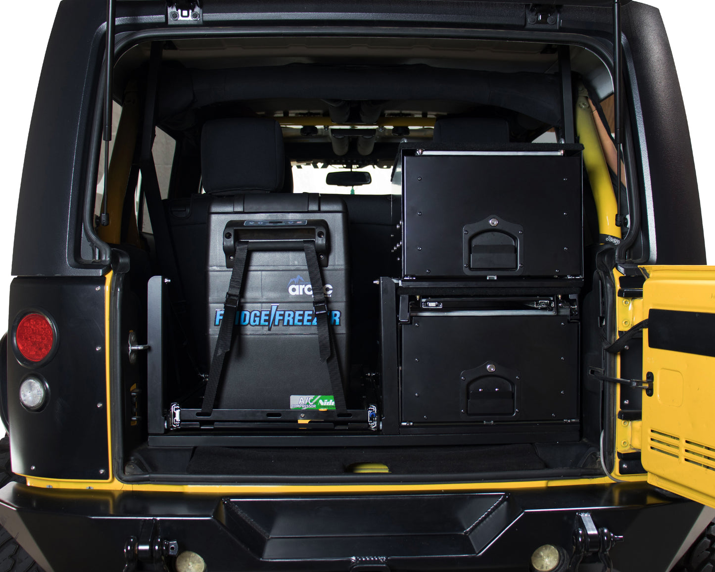 Cargo Box With Slide Out Drawer - Black Powder Coat