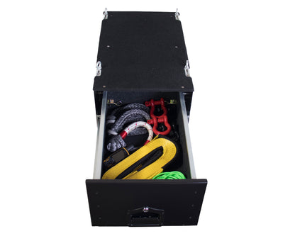 Cargo Box With Slide Out Drawer - Black Powder Coat