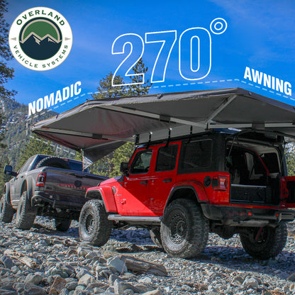 HD Nomadic 270 - Awning, Driver Side, Grey Body, Green Trim & Black Travel Cover - No Brackets, No Hardware, No Accessories