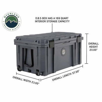 D.B.S.  - Dark Grey 169 QT Dry Box with Wheels, Drain, and Bottle Opener