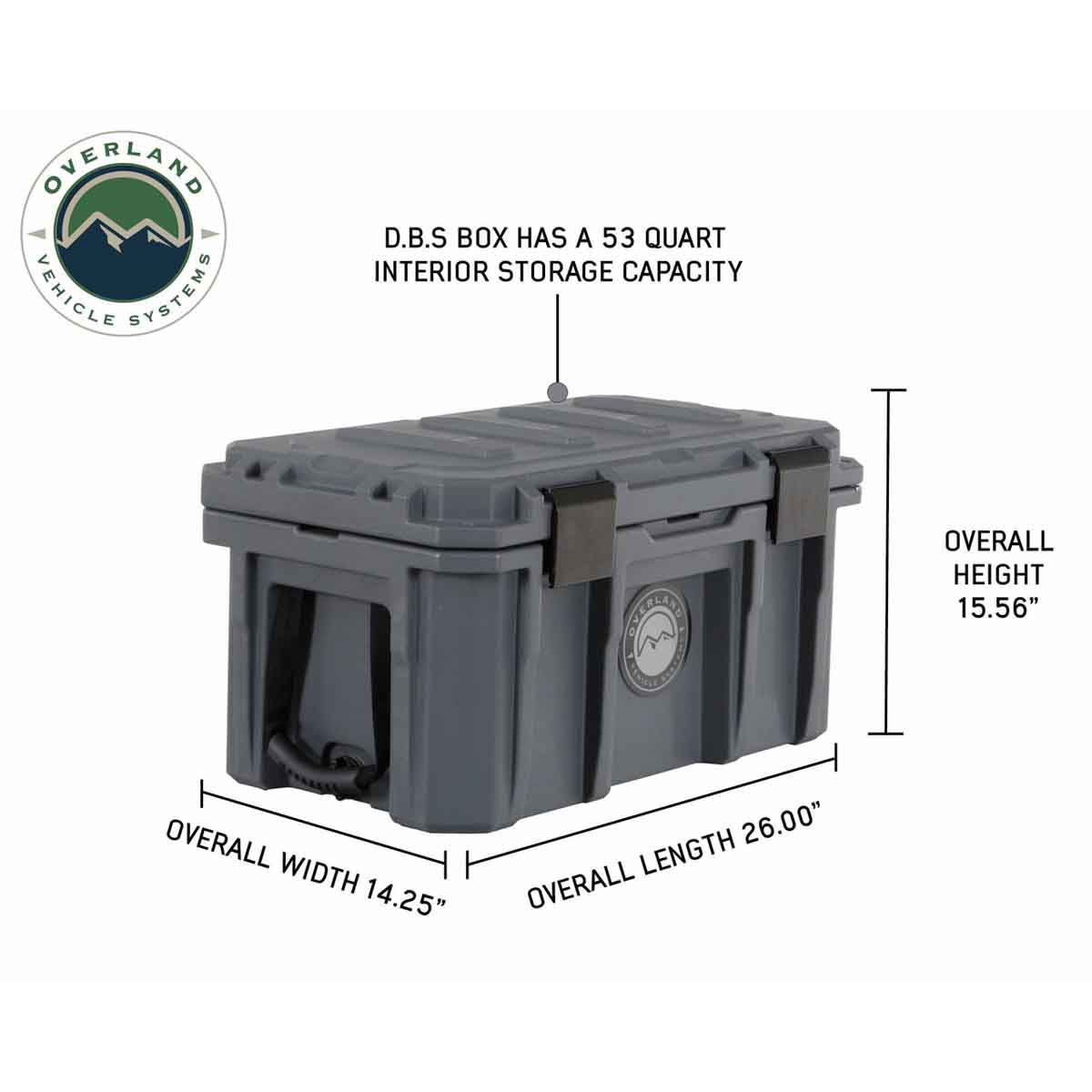 D.B.S.  - Dark Grey 53 QT Dry Box with Wheels, Drain, and Bottle Opener