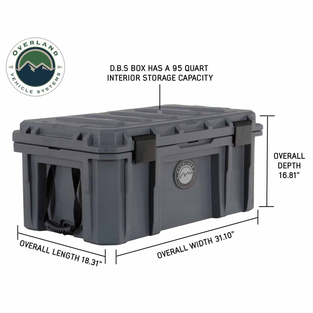 D.B.S.  - Dark Grey 95 QT Dry Box with Wheels, Drain, and Bottle Opener