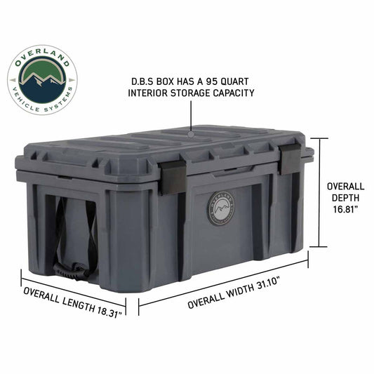 D.B.S.  - Dark Grey 95 QT Dry Box with Wheels, Drain, and Bottle Opener