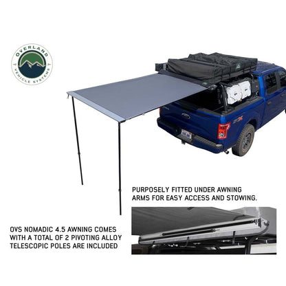 HD Nomadic 1.3 - Awning, 4.5’ Long, Grey Body, Green Trim & Black Travel Cover