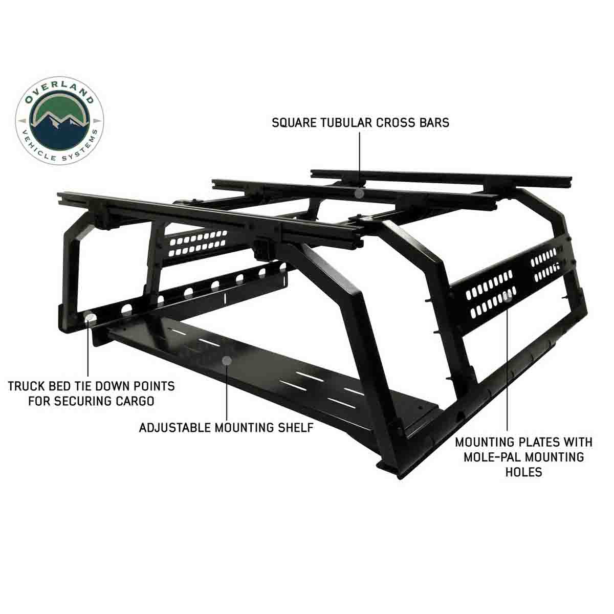 Discovery Rack with Side Cargo Plates and Front Cargo Tray System Kit - Mid Size Truck Short Bed Application