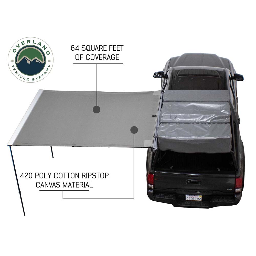 HD Nomadic 2.5 - Awning, 8.0' Long, Grey Body, Green Trim & Black Travel Cover