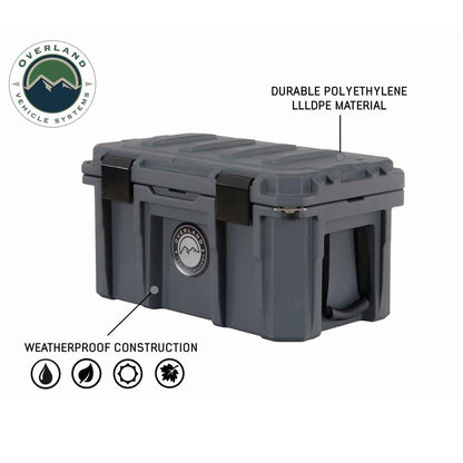 D.B.S.  - Dark Grey 53 QT Dry Box with Wheels, Drain, and Bottle Opener