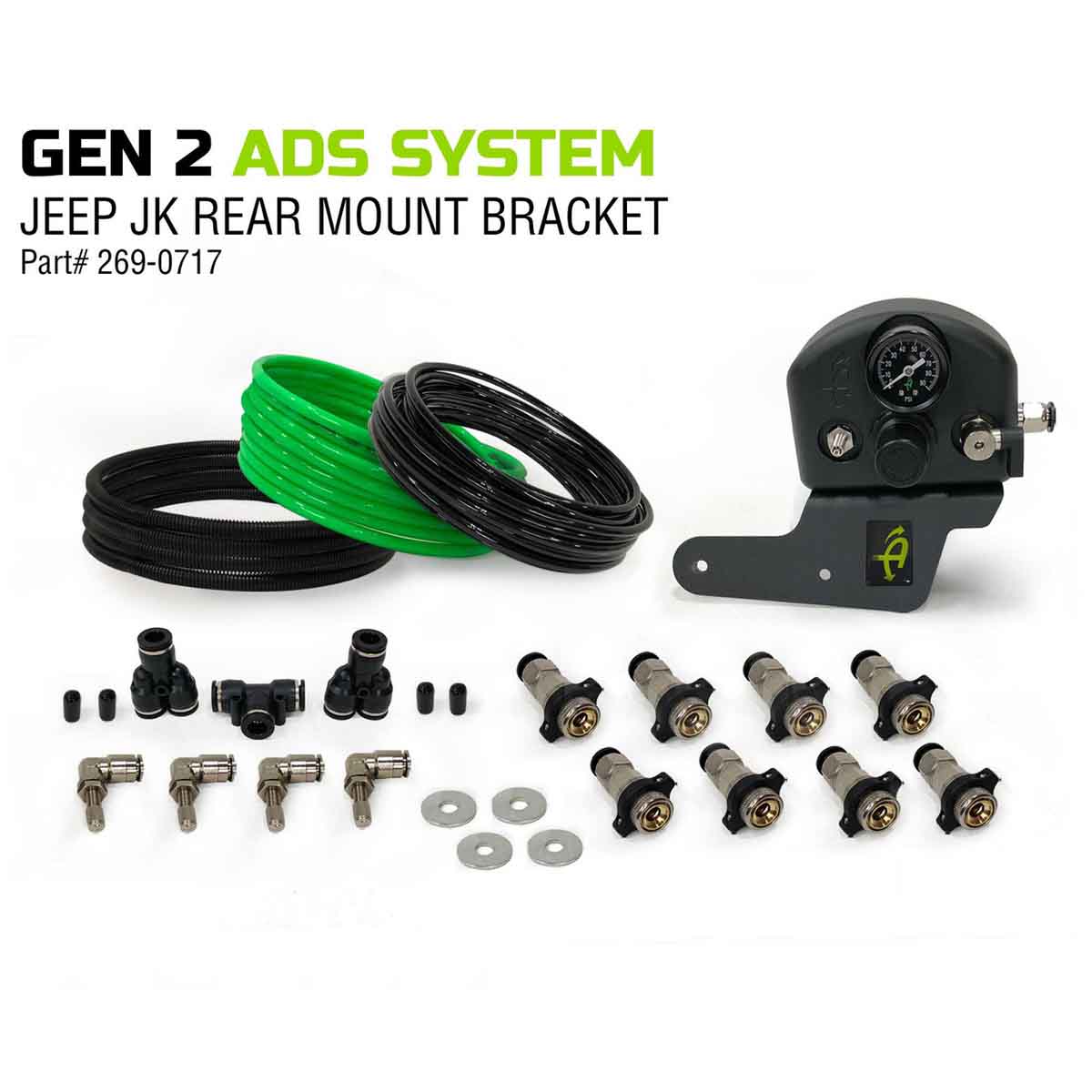 4 Tire Inflation System - Engine Mount With Box, Fittings, Hoses & Storage Bag - Jeep Wrangler & Unlimited JK