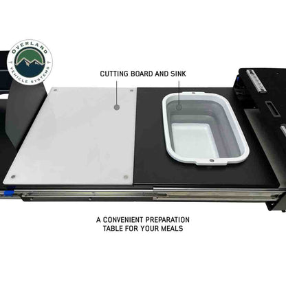 Cargo Box Kitchen With Slide Out Sink, Cooking Shelf, and Slide Out Work Station