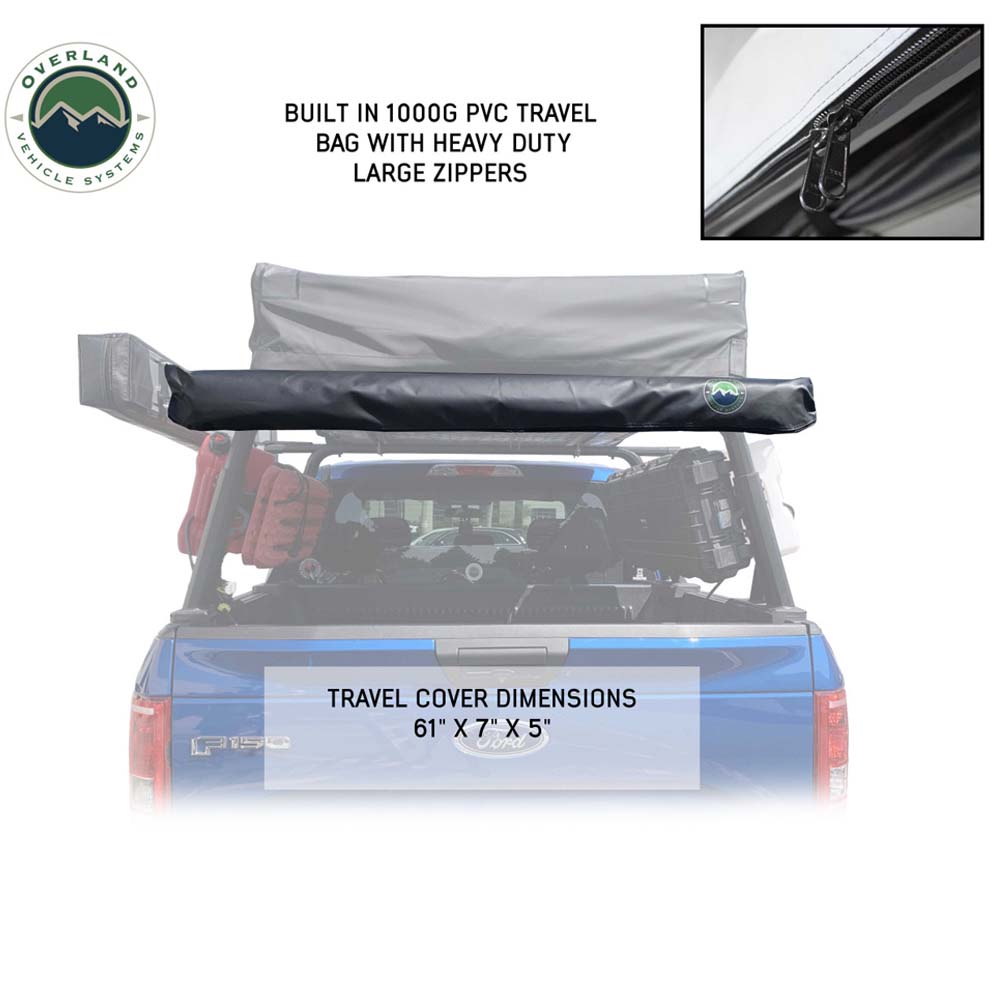 HD Nomadic 1.3 - Awning, 4.5’ Long, Grey Body, Green Trim & Black Travel Cover