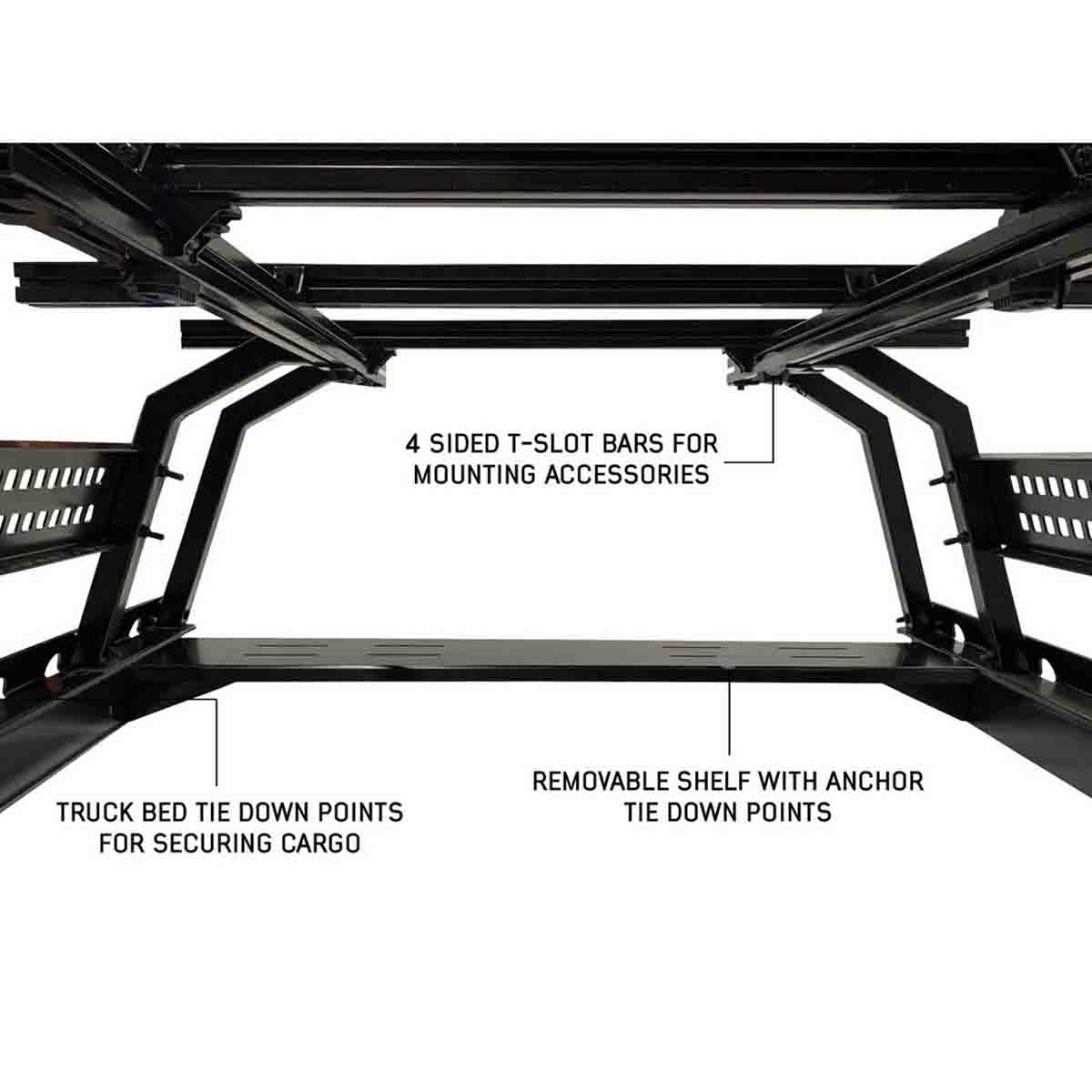 Discovery Rack with Side Cargo Plates and Front Cargo Tray System Kit - Mid Size Truck Short Bed Application