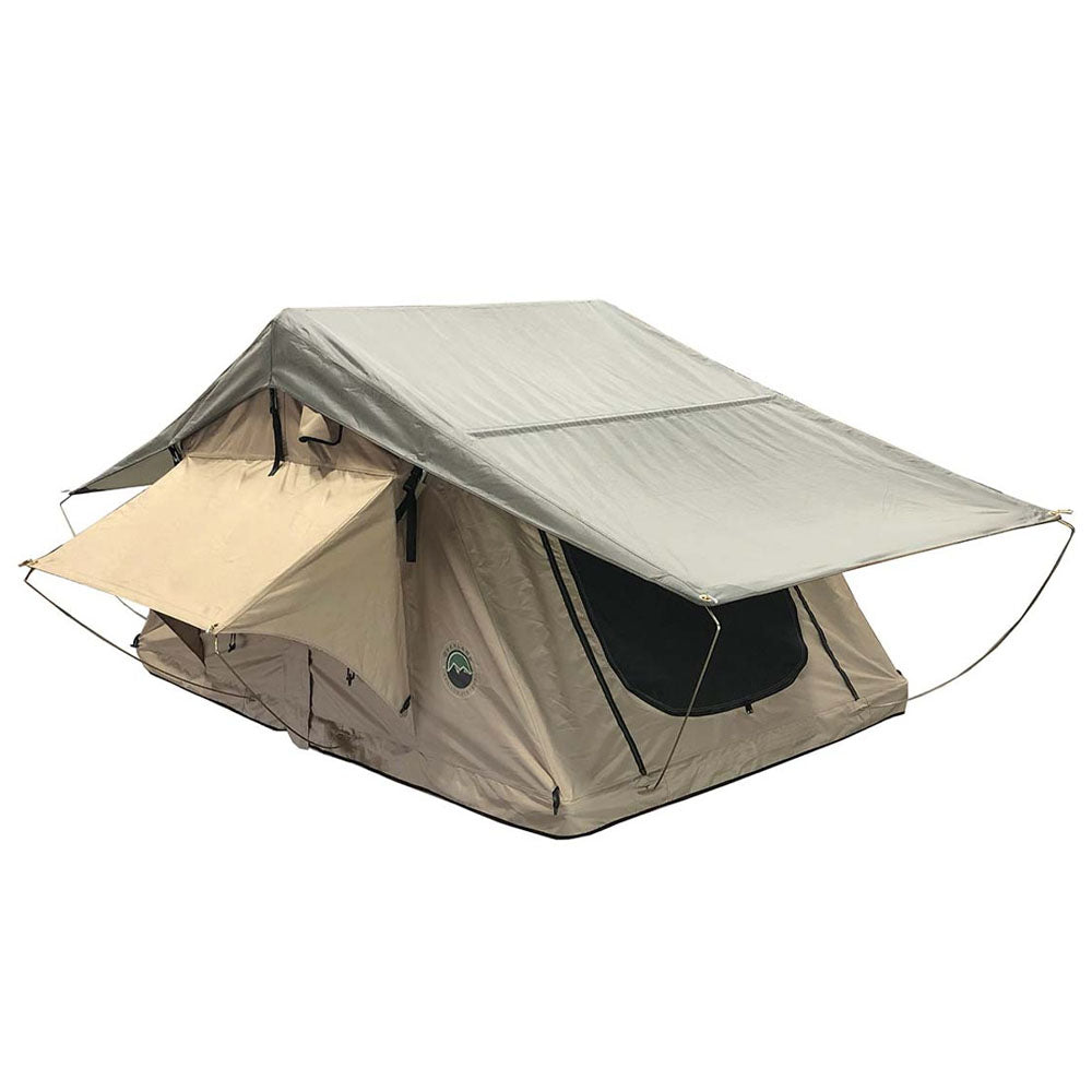 LD TMBK - Soft Sided Roof Top Tent, 2 Person, Tan Body & Green Rainfly