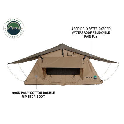 LD TMBK - Soft Sided Roof Top Tent, 2 Person, Tan Body & Green Rainfly