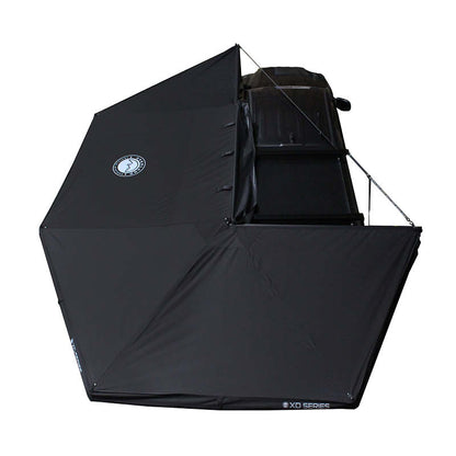 XD Nomadic 270 - Awning with Lights & Blackout, Passenger Side, Black Body, Black Trim & Black Travel Cover - No Brackets, No Hardware