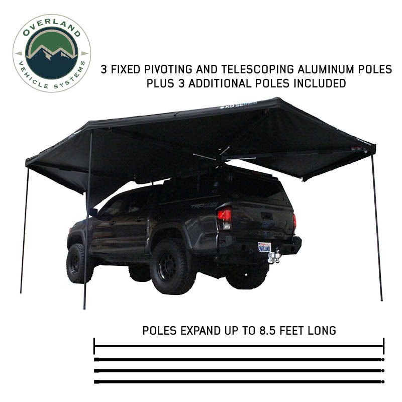 XD Nomadic 270 - Awning with Lights & Blackout, Passenger Side, Black Body, Black Trim & Black Travel Cover - No Brackets, No Hardware