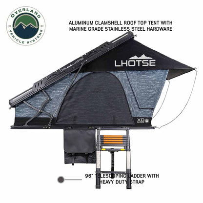 XD Lhotse - Clamshell Aluminum Roof Top Tent, 2 Person, Grey Body & Black Rainfly