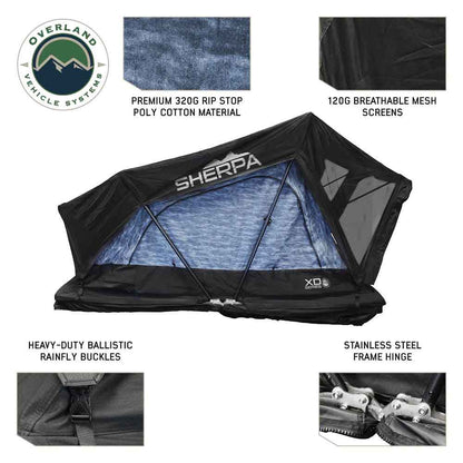 XD Sherpa Solo - Soft Sided Roof Top Tent, 1 Person, Grey Body & Black Rainfly