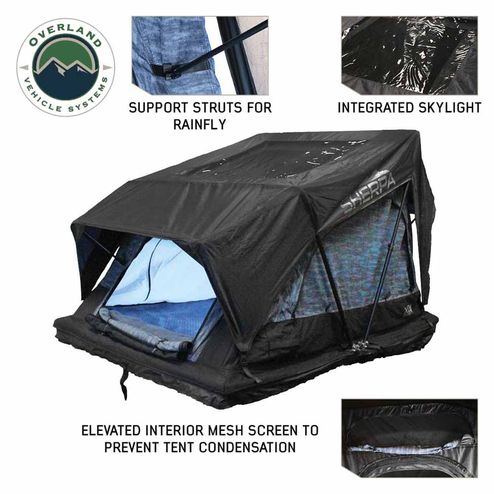 XD Sherpa S3S - Soft Sided Roof Top Tent, 3 Person, Grey Body & Black Rainfly